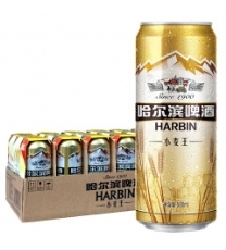 哈尔滨（Harbin） 小麦王啤酒 330ml*24听 麦香浓郁 一起 哈啤